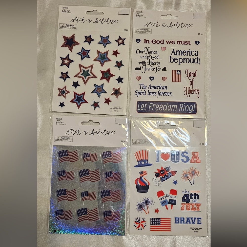 Bundle of 13 Paper Studio Stick-a-bilities July 4th themed Sticker Sheet Packs